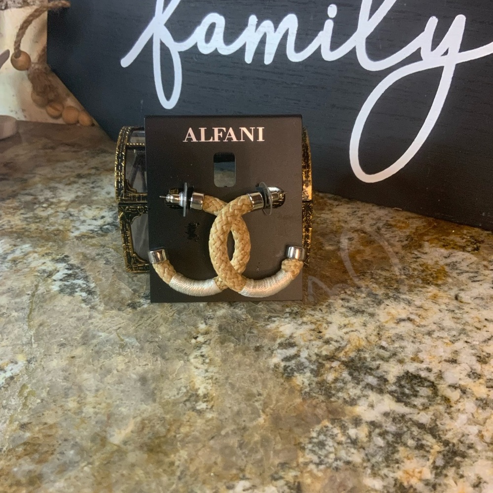 Alfani Hemp Rope Silver Hoop Earrings